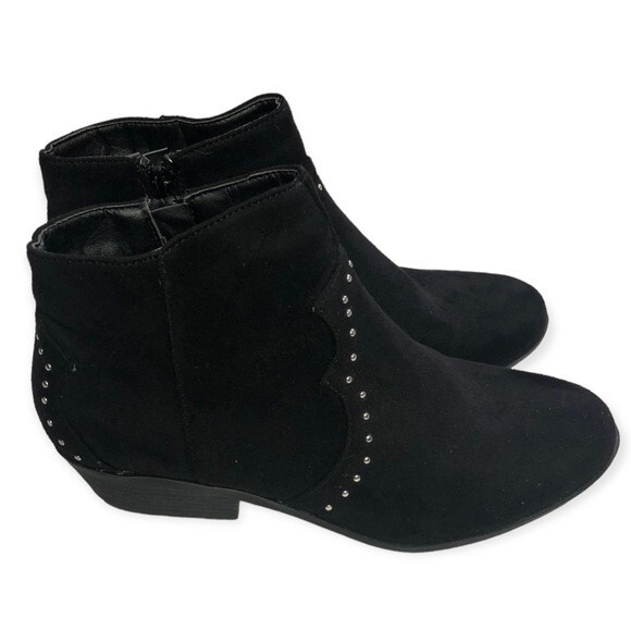 Krush Suede Studded Black Ankle Booties - Picture 1 of 6